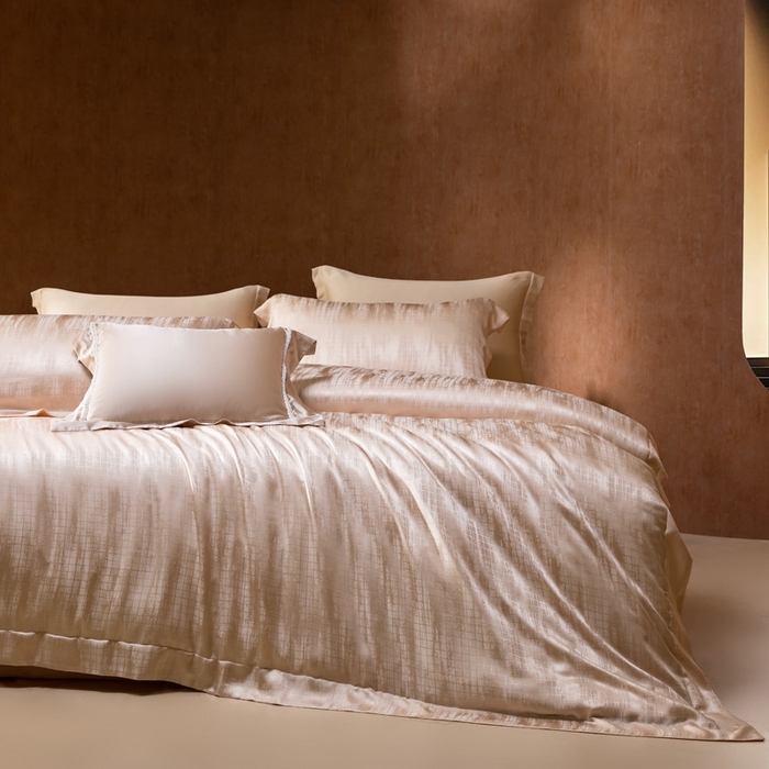 91家纺网 家纺一手货源 找家纺 晋瑞 红顶鹅绒馆 2025真丝天丝大提花四件套 爵士金色