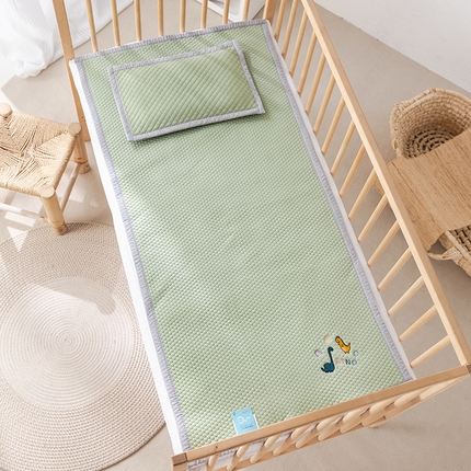 丹兰 2025新款可定做婴童凉席凉豆豆冰丝席竹席儿童藤席幼儿园午睡席子 凉豆恐龙-绿