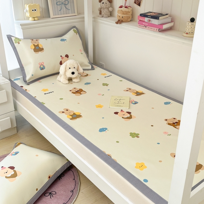 91家纺网 家纺一手货源 找家纺 川悦生活2025新款600D立体宽边印花冰丝席学生床 咔吉