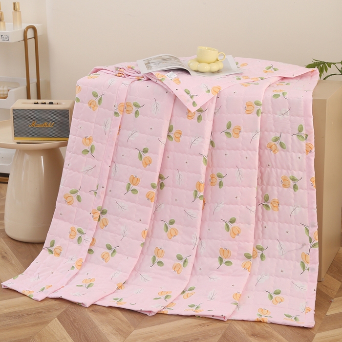 91家纺网 家纺一手货源 找家纺 被多多被业 2025新款亲肤绒多针绗绣工艺夏被空调被 满园花开