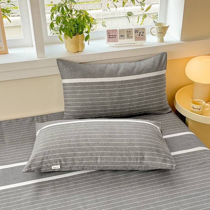 91家纺网 家纺一手货源 找家纺 博弈家纺   2025新款亲肤舒适原棉老粗布床单凉席三件套系列 冷灰