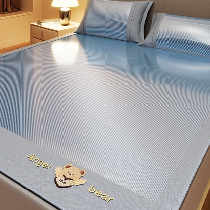 91家纺网 家纺一手货源 找家纺 （总）莱轩席业 2025新款轻柔丝凉席冰丝席-欢乐熊 凉席款