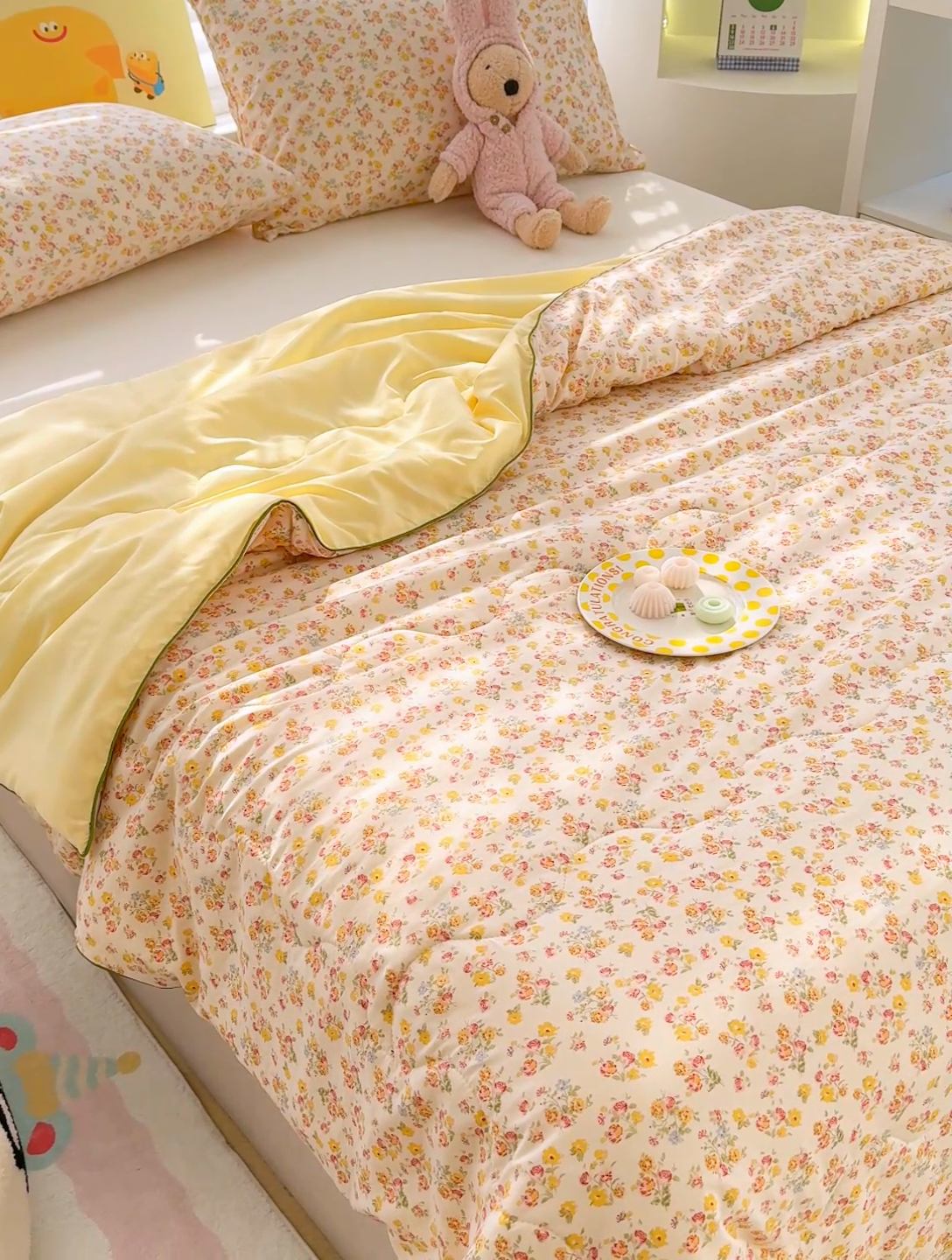 91家纺网 家纺一手货源 找家纺 弗苓家纺 2025新款A类皱皱纱印花夏被 爱丽丝