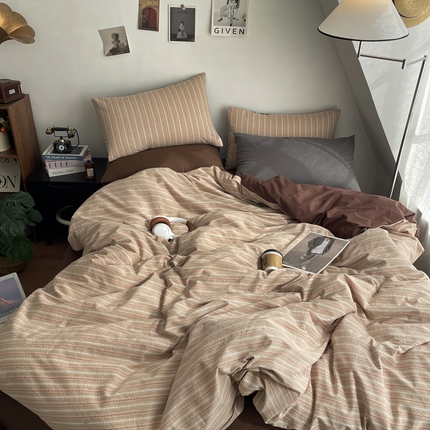 羋多（原穆琪） 2025新款全棉色织提花人字斜四件套-美拉德系列 美拉德-糖杏仁