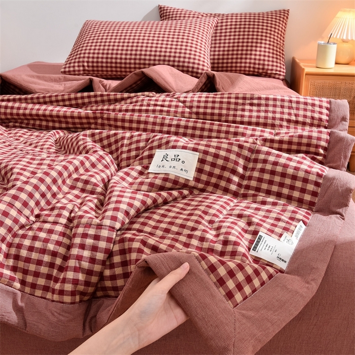 91家纺网 家纺一手货源 找家纺 凡心2025新款包检测假一罚十 百分百棉花填充 夏凉被空调被可机洗直播可过质检 酒红格