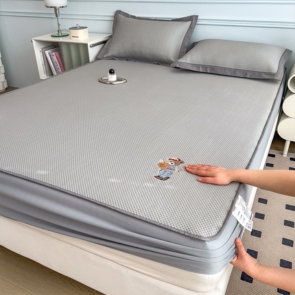 卡初家居  2025新款A类豆豆凉感席席子凉席-多比来了 多比来了-太空灰(床笠）