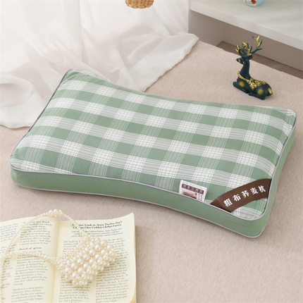 91家纺网 家纺一手货源 找家纺 （总）芯洲 2025新款全棉荞麦枕简约格子韩式护颈老粗布成人枕头枕芯