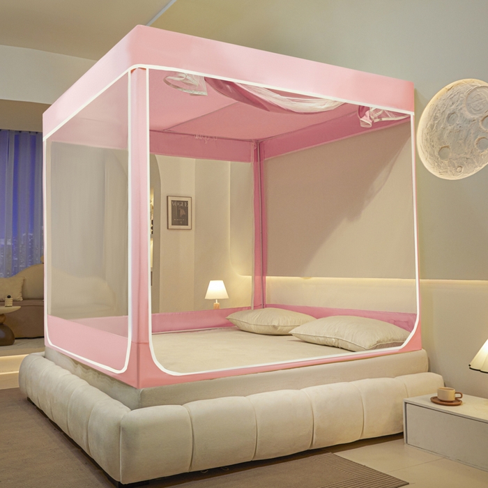 91家纺网 家纺一手货源 找家纺 （总）兆星家纺 2025新款内穿带布帘蚊帐 纯色款