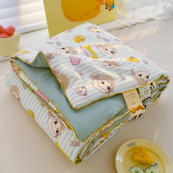 91家纺网 家纺一手货源 找家纺 弗苓家纺 2025新款A类皱皱纱印花夏被 糖小佳