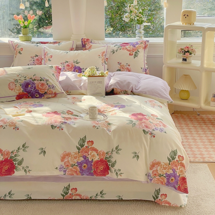 91家纺网 家纺一手货源 找家纺 铭博家纺 2025新款直播热款全棉吊边一字绣工艺款13070印花全棉单床单 宁洛薇1