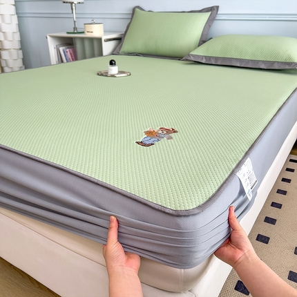 卡初家居  2025新款A类豆豆凉感席席子凉席-多比来了 多比来了-千草绿(床笠）