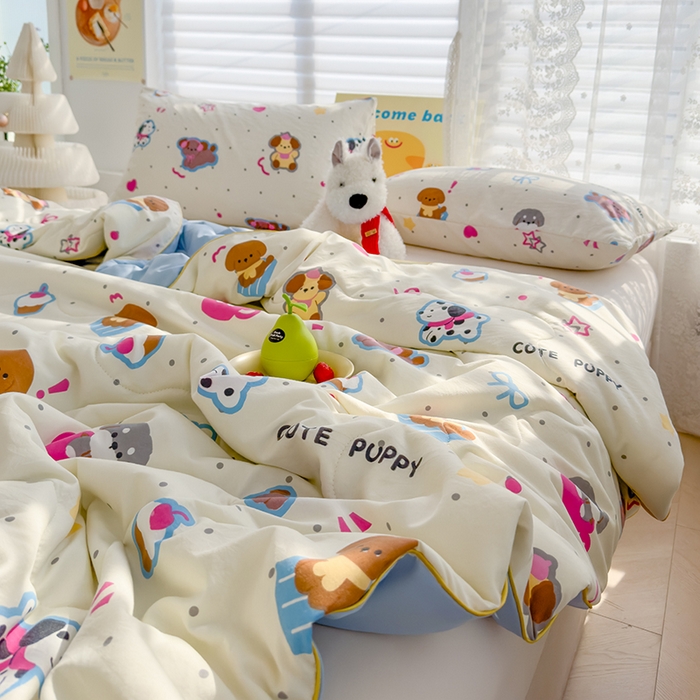 91家纺网 家纺一手货源 找家纺 弗苓家纺 2025新款A类皱皱纱印花夏被 乐翻天