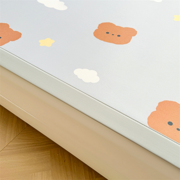 91家纺网 家纺一手货源 找家纺 雯豆2025春夏新款碳光冰丝席三件套A类凉感印花三明治凉席 碳光冰丝席-绑带款-布丁小昔-1