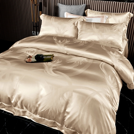 晋瑞 红顶鹅绒馆 2025真丝天丝大提花四件套 七夜雪香槟