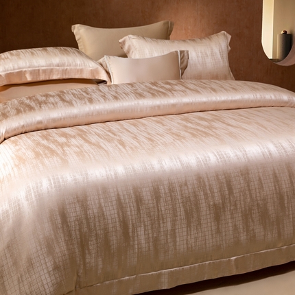 晋瑞 红顶鹅绒馆 2025真丝天丝大提花四件套 爵士金色