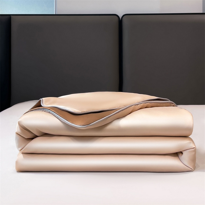 91家纺网 家纺一手货源 找家纺 （总）雯豆天丝夏被纯色拼色A类莱赛尔凉感被子轻奢夏凉被子四件套