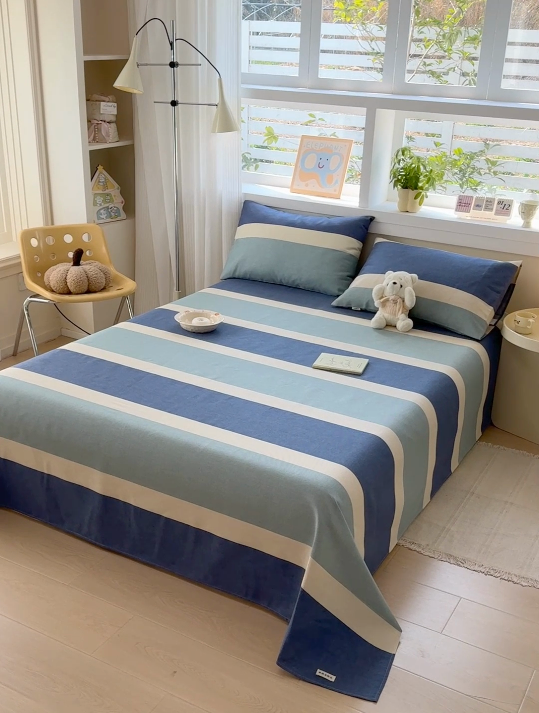 91家纺网 家纺一手货源 找家纺 博弈家纺   2025新款亲肤舒适原棉老粗布床单凉席三件套系列 欢乐时光