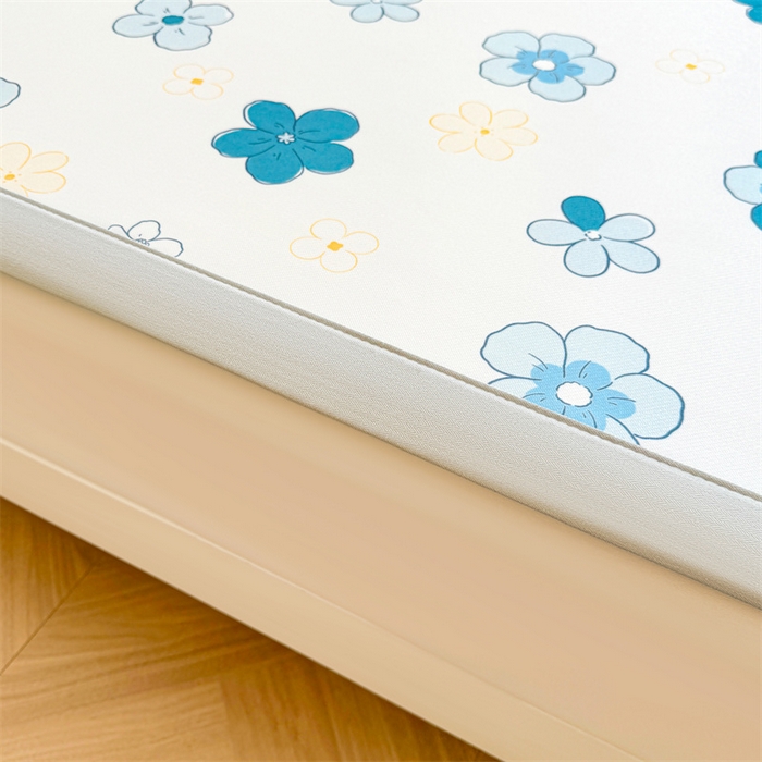 91家纺网 家纺一手货源 找家纺 雯豆2025春夏新款碳光冰丝席三件套A类凉感印花三明治凉席 碳光冰丝席-绑带款-漫雨-1