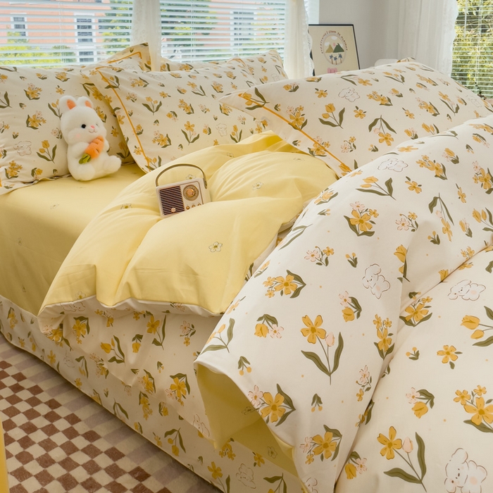 91家纺网 家纺一手货源 找家纺 铭博家纺 2025新款直播热款全棉吊边一字绣工艺款13070印花全棉单床单 花园兔