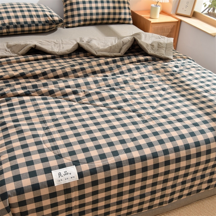 91家纺网 家纺一手货源 找家纺 凡心2025新款包检测假一罚十 百分百棉花填充 夏凉被空调被可机洗直播可过质检 卡其黑格