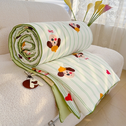 弗苓家纺 2025新款A类皱皱纱印花夏被 眠眠狗