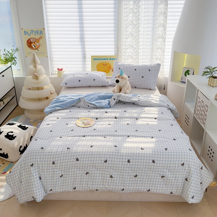 91家纺网 家纺一手货源 找家纺 弗苓家纺 2025新款A类皱皱纱印花夏被 格语