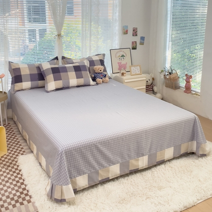 91家纺网 家纺一手货源 找家纺 （总）铭博家纺 2025新款直播热款全棉吊边一字绣工艺款13070印花全棉单床单