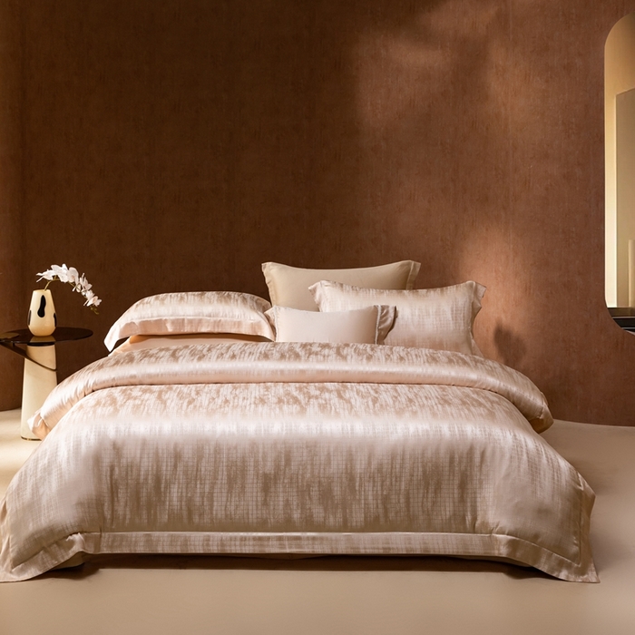 91家纺网 家纺一手货源 找家纺 晋瑞 红顶鹅绒馆 2025真丝天丝大提花四件套 爵士金色