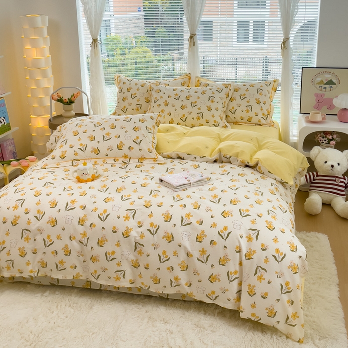 91家纺网 家纺一手货源 找家纺 铭博家纺 2025新款直播热款全棉吊边一字绣工艺款13070印花全棉单床单 花园兔