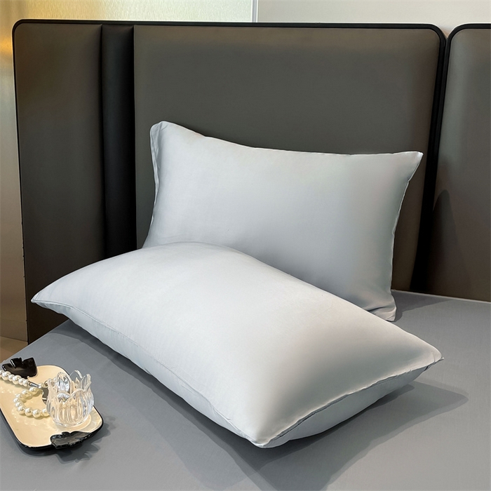 91家纺网 家纺一手货源 找家纺 雯豆天丝夏被纯色拼色A类莱赛尔凉感被子轻奢夏凉被子四件套 洛神珠-浅灰