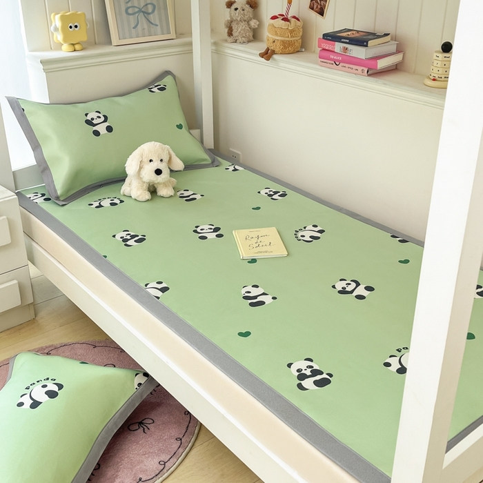 91家纺网 家纺一手货源 找家纺 川悦生活2025新款600D立体宽边印花冰丝席学生床 可爱布乖