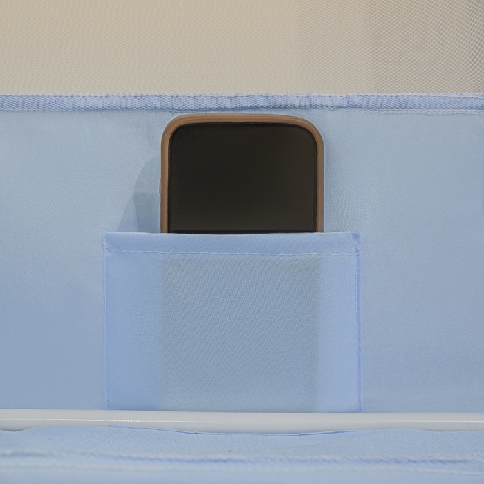 91家纺网 家纺一手货源 找家纺 兆星家纺 2025新款内穿带布帘蚊帐 纯色款 纯色-蓝色（含帘）