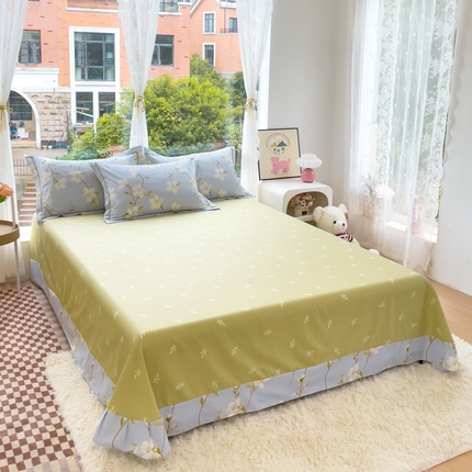 91家纺网 家纺一手货源 找家纺 （总）铭博家纺 2025新款直播热款全棉吊边一字绣工艺款13070印花全棉单床单