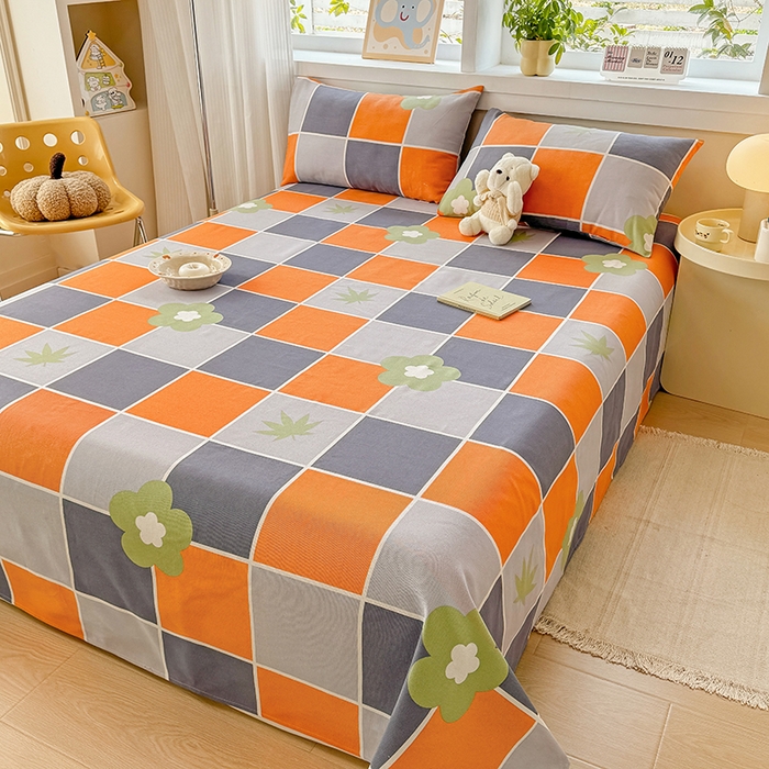 91家纺网 家纺一手货源 找家纺 博弈家纺   2025新款亲肤舒适原棉老粗布床单凉席三件套系列 花间