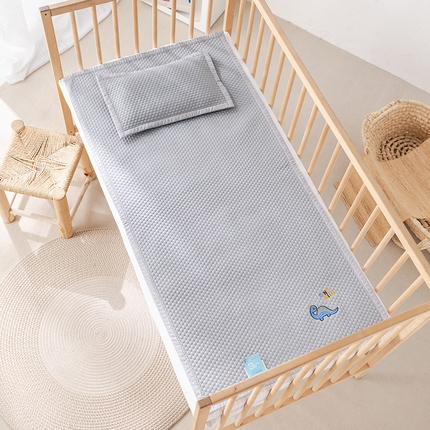 丹兰 2025新款可定做婴童凉席凉豆豆冰丝席竹席儿童藤席幼儿园午睡席子 凉豆恐龙-灰