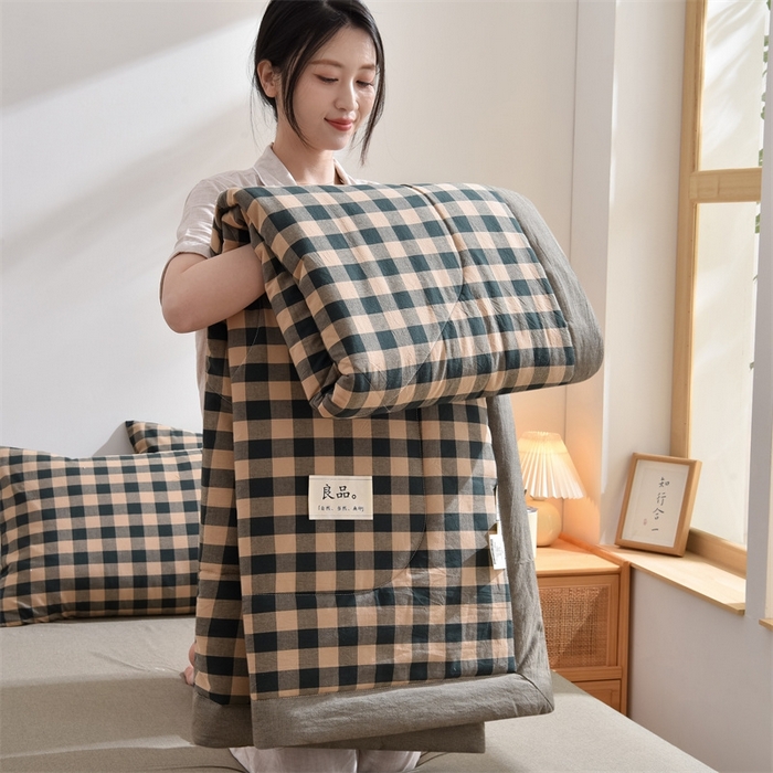 91家纺网 家纺一手货源 找家纺 凡心2025新款包检测假一罚十 百分百棉花填充 夏凉被空调被可机洗直播可过质检 卡其黑格