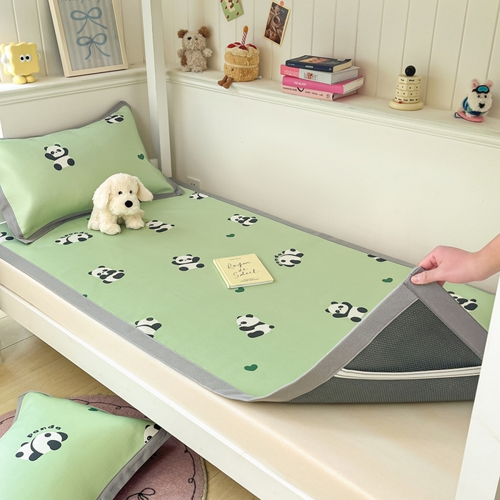 91家纺网 家纺一手货源 找家纺 川悦生活2025新款600D立体宽边印花冰丝席学生床 可爱布乖