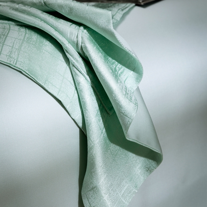 91家纺网 家纺一手货源 找家纺 晋瑞 红顶鹅绒馆 2025真丝天丝大提花四件套 爵士水墨绿