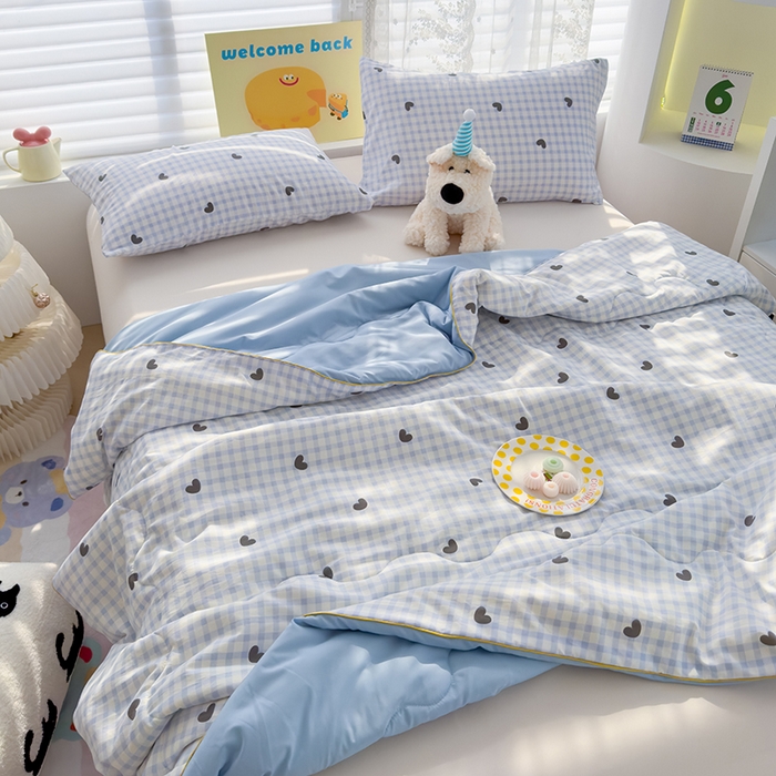 91家纺网 家纺一手货源 找家纺 弗苓家纺 2025新款A类皱皱纱印花夏被 格语