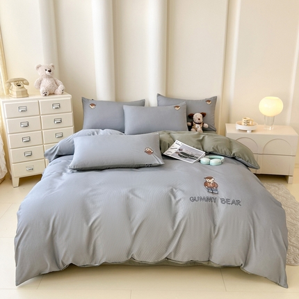 KA家纺 春夏新款A类色织水洗棉四件套 休闲英伦小黑格