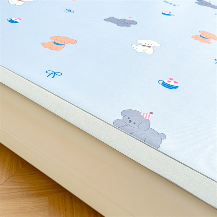 91家纺网 家纺一手货源 找家纺 雯豆2025春夏新款碳光冰丝席三件套A类凉感印花三明治凉席 碳光冰丝席-绑带款-旺财-1