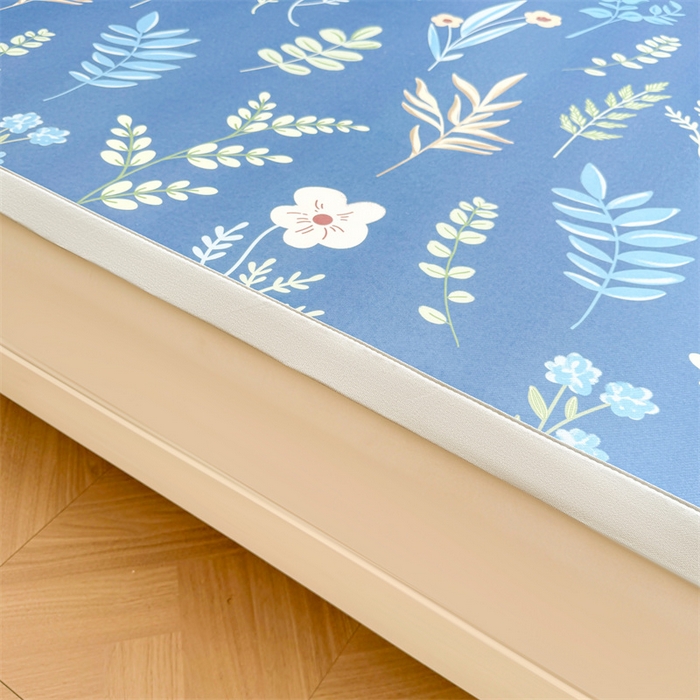 91家纺网 家纺一手货源 找家纺 雯豆2025春夏新款碳光冰丝席三件套A类凉感印花三明治凉席 碳光冰丝席-绑带款-花影动