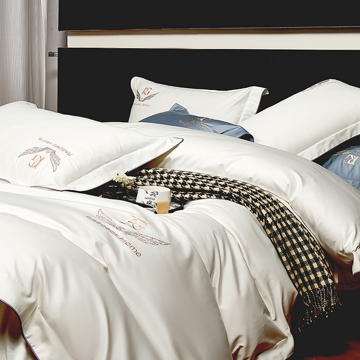 91家纺网 家纺一手货源 找家纺 （总）2025新款120S60支双股贡缎长绒棉刺绣花四件套纯棉全棉100%棉轻奢时尚