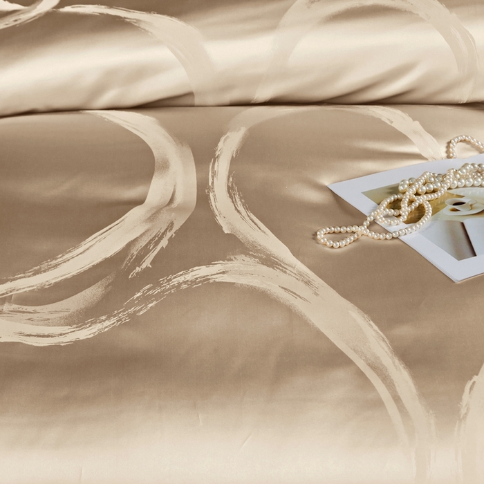 91家纺网 家纺一手货源 找家纺 晋瑞 红顶鹅绒馆 2025真丝天丝大提花四件套 芳华香槟