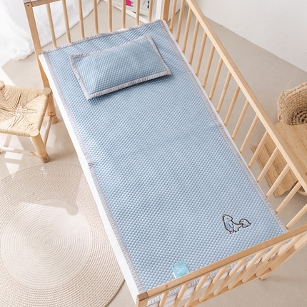 91家纺网 家纺一手货源 找家纺 丹兰 2025新款可定做婴童凉席凉豆豆冰丝席竹席儿童藤席幼儿园午睡席子 凉豆恐龙-蓝