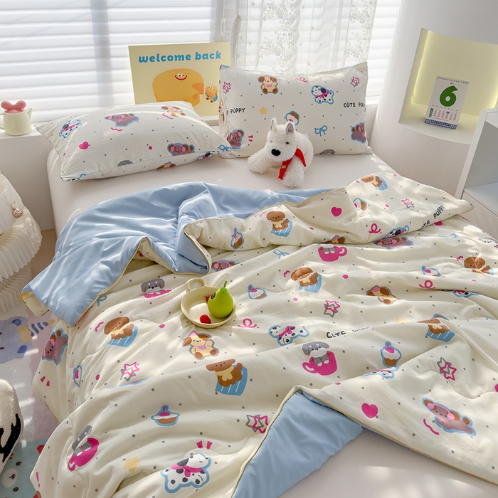 91家纺网 家纺一手货源 找家纺 弗苓家纺 2025新款A类皱皱纱印花夏被 乐翻天