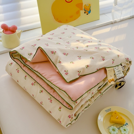 弗苓家纺 2025新款A类皱皱纱印花夏被 花开宿语