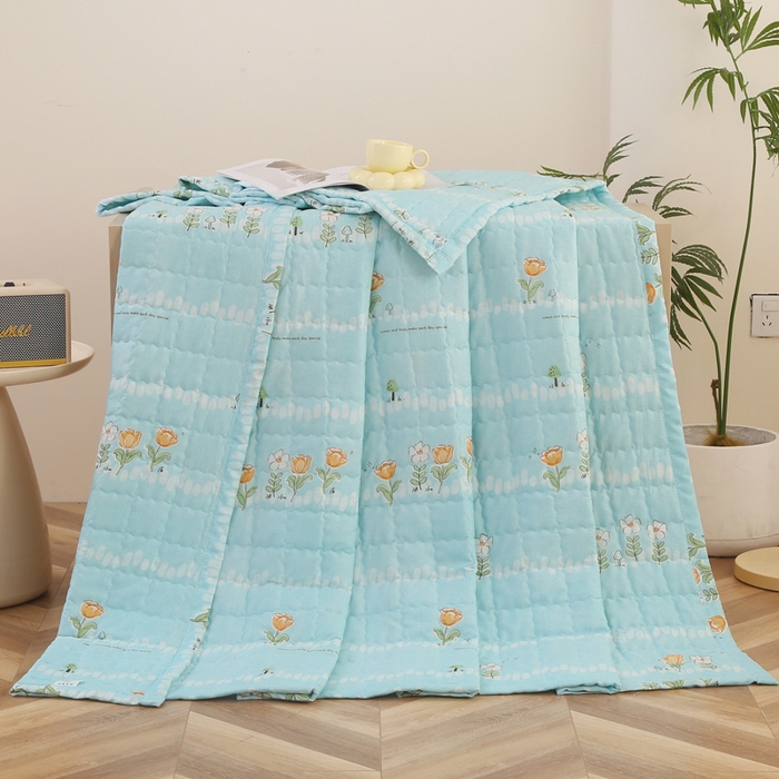 91家纺网 家纺一手货源 找家纺 被多多被业 2025新款亲肤绒多针绗绣工艺夏被空调被 花开半夏