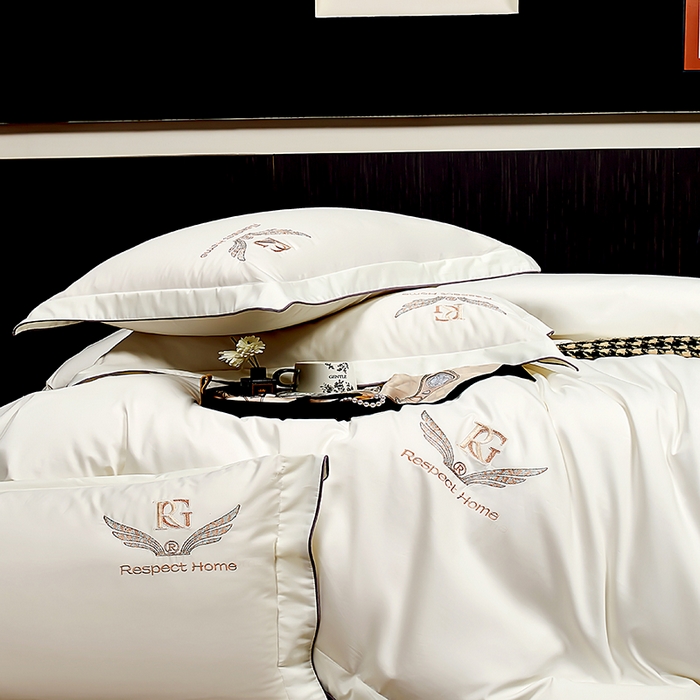 91家纺网 家纺一手货源 找家纺 （总）2025新款120S60支双股贡缎长绒棉刺绣花四件套纯棉全棉100%棉轻奢时尚