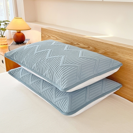 曼陀罗 2025新款水波纹防水枕套 水波纹-雾霾蓝